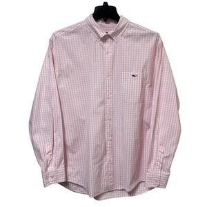 Vineyard Vines Classic Fit Tucker Shirt Pink White Gingham XL